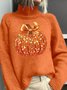 Damen Halloween (Kürbis) Frühling/Herbst Lässig Langarm Rollkragen Pullover