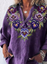 Damen Geblümt Langarm Bluse Frühling/Herbst Print Schalkragen Täglich Lässig Oberteile