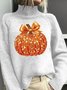Damen Halloween (Kürbis) Frühling/Herbst Lässig Langarm Rollkragen Pullover
