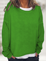 Damen Unifarben Rundhals Lässig Frühling/Herbst Langarm Sweatshirt