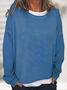 Damen Unifarben Rundhals Lässig Frühling/Herbst Langarm Sweatshirt