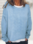 Damen Unifarben Rundhals Lässig Frühling/Herbst Langarm Sweatshirt
