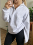 Damen Unifarben Schalkragen Reißverschluss Lässig Frühling/Herbst Langarm Sweatshirt
