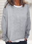 Damen Unifarben Rundhals Lässig Frühling/Herbst Langarm Sweatshirt