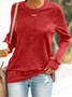 Damen Unifarben Rundhals Lässig Frühling/Herbst Langarm Sweatshirt