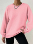 Damen Unifarben Rundhals Lässig Frühling/Herbst Langarm Sweatshirt