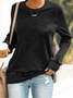 Damen Unifarben Rundhals Lässig Frühling/Herbst Langarm Sweatshirt