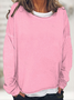 Damen Unifarben Rundhals Lässig Frühling/Herbst Langarm Sweatshirt