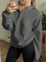 Damen Unifarben Schalkragen Reißverschluss Lässig Frühling/Herbst Langarm Sweatshirt