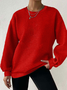 Damen Unifarben Rundhals Lässig Frühling/Herbst Langarm Sweatshirt