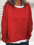 Damen Unifarben Rundhals Lässig Frühling/Herbst Langarm Sweatshirt