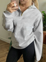 Damen Unifarben Schalkragen Reißverschluss Lässig Frühling/Herbst Langarm Sweatshirt