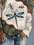 Damen Libelle Rundhals Print Lässig Frühling/Herbst Langarm Sweatshirt