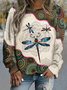 Damen Libelle Rundhals Print Lässig Frühling/Herbst Langarm Sweatshirt
