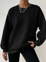Damen Unifarben Rundhals Lässig Frühling/Herbst Langarm Sweatshirt