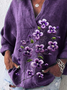 Damen Geblümt Langarm Bluse Frühling/Herbst Print Schalkragen Täglich Lässig Oberteile