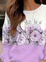 Damen Geblümt Rundhals Print Lässig Frühling/Herbst Langarm Sweatshirt