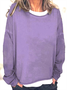 Damen Unifarben Rundhals Lässig Frühling/Herbst Langarm Sweatshirt