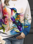Damen Vogel Rundhals Print Lässig Frühling/Herbst Langarm Sweatshirt