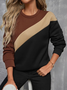 Damen Multifarben Block Rundhals Print Lässig Frühling/Herbst Langarm Sweatshirt