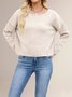 Damen Unifarben Nahtverarbeitung Winter Straße Langarm Rundhals Pullover