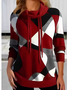 Damen Geometrisch Rollkragen Print Retro Frühling/Herbst Langarm Sweatshirt