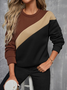 Damen Multifarben Block Rundhals Print Lässig Frühling/Herbst Langarm Sweatshirt