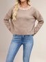 Damen Unifarben Nahtverarbeitung Winter Straße Langarm Rundhals Pullover