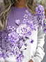 Damen Geblümt Rundhals Print Lässig Frühling/Herbst Langarm Sweatshirt