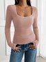 Damen Geblümt Langarm T-Shirts T-Shirt Karree-Ausschnitt Nahtverarbeitung Lässig Frühling/Herbst Oberteile