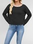 Damen Unifarben Nahtverarbeitung Winter Straße Langarm Rundhals Pullover