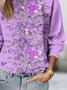 Damen Geblümt Rundhals Print Lässig Frühling/Herbst Langarm Sweatshirt