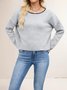 Damen Unifarben Nahtverarbeitung Winter Straße Langarm Rundhals Pullover