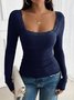 Damen Geblümt Langarm T-Shirts T-Shirt Karree-Ausschnitt Nahtverarbeitung Lässig Frühling/Herbst Oberteile