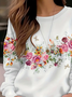 Damen Geblümt Rundhals Print Lässig Frühling/Herbst Langarm Sweatshirt