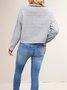 Damen Unifarben Nahtverarbeitung Winter Straße Langarm Rundhals Pullover