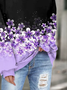 Damen Geblümt Rundhals Print Lässig Frühling/Herbst Langarm Sweatshirt
