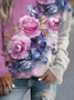 Damen Geblümt Rundhals Print Lässig Frühling/Herbst Langarm Sweatshirt