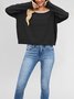 Damen Unifarben Nahtverarbeitung Winter Straße Langarm Rundhals Pullover