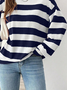 Damen Gestreift Rundhals Print Lässig Frühling/Herbst Langarm Sweatshirt