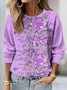 Damen Geblümt Rundhals Print Lässig Frühling/Herbst Langarm Sweatshirt