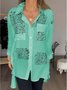 Damen Geometrisch Langarm Bluse Frühling/Herbst Print V-Ausschnitt Täglich Lässig Oberteile