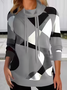 Damen Geometrisch Rollkragen Print Retro Frühling/Herbst Langarm Sweatshirt