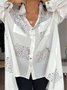 Damen Geometrisch Langarm Bluse Frühling/Herbst Print V-Ausschnitt Täglich Lässig Oberteile