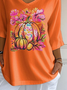 Damen Geblümt Dreiviertelärmel T-Shirts T-Shirt V-Ausschnitt Print Lässig Frühling/Herbst T-Shirt mit Grafik Oberteile