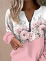 Damen Geblümt Rundhals Print Lässig Frühling/Herbst Langarm Sweatshirt