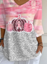 Damen Abstrakt Dreiviertelärmel T-Shirts T-Shirt V-Ausschnitt Print Lässig Frühling/Herbst T-Shirt mit Grafik Oberteile