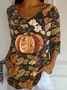 Damen Geblümt Dreiviertelärmel T-Shirts T-Shirt V-Ausschnitt Print Lässig Frühling/Herbst T-Shirt mit Grafik Oberteile