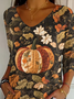 Damen Geblümt Dreiviertelärmel T-Shirts T-Shirt V-Ausschnitt Print Lässig Frühling/Herbst T-Shirt mit Grafik Oberteile