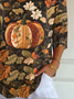 Damen Geblümt Dreiviertelärmel T-Shirts T-Shirt V-Ausschnitt Print Lässig Frühling/Herbst T-Shirt mit Grafik Oberteile